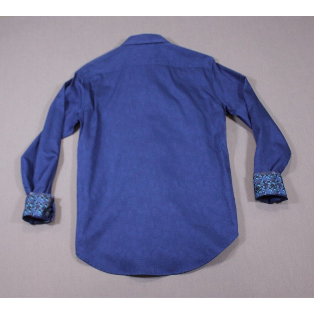 Robert Graham Shirt Mens Blue Geometric Check Flip Cuff Long Sleeve Button Up S - Picture 3 of 12
